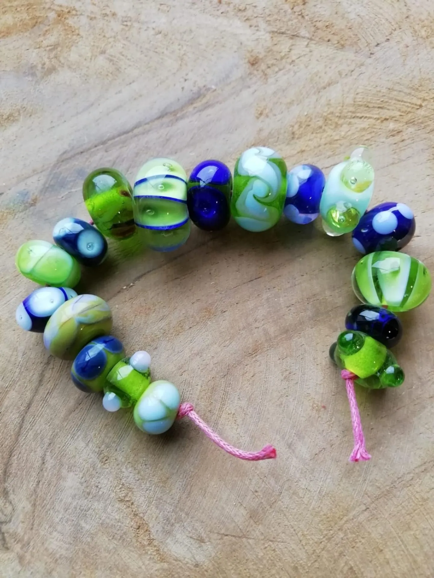 Handgemaakte groene glaskralenketting van Petra